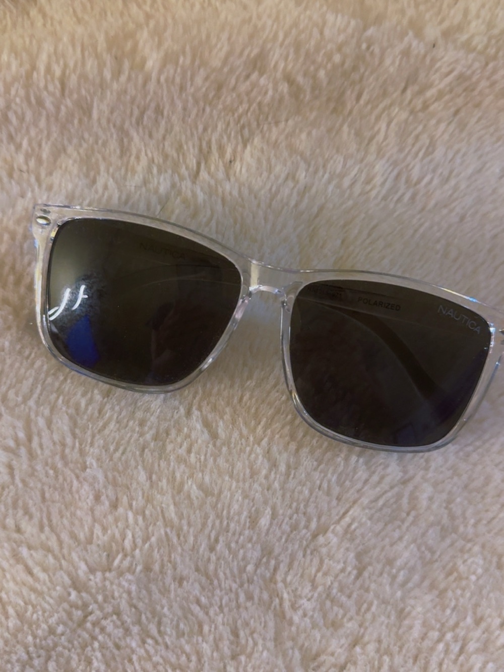 Nautica Clear Frame Sunglasses with Black Lenses